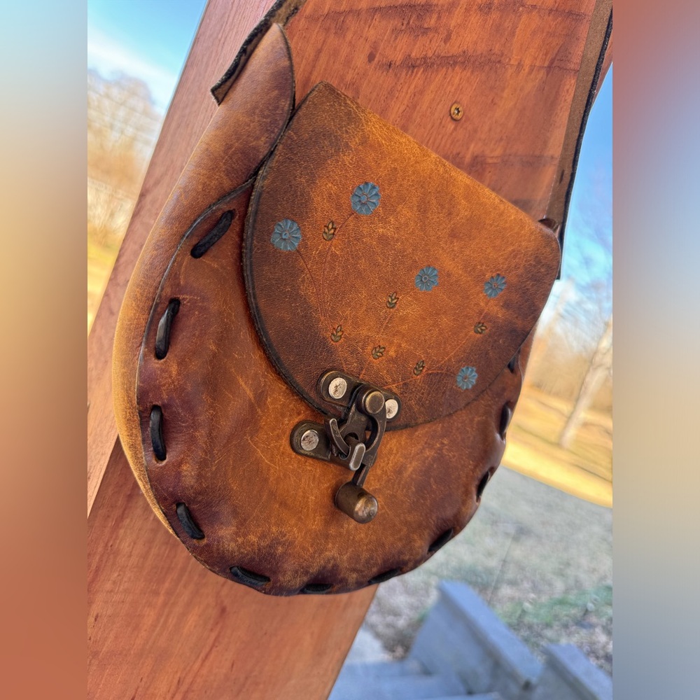 Vintage leather hand tooled bag